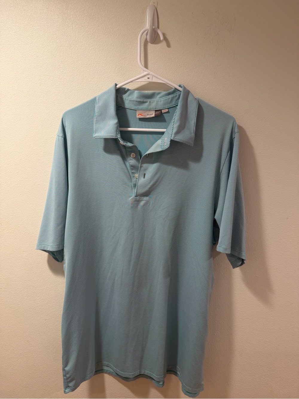 Kjus Men's Light Blueish Green Polo Shirt